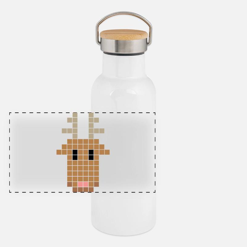 pixel reindeer Panoramic Thermal Bottle with Bamboo Lid