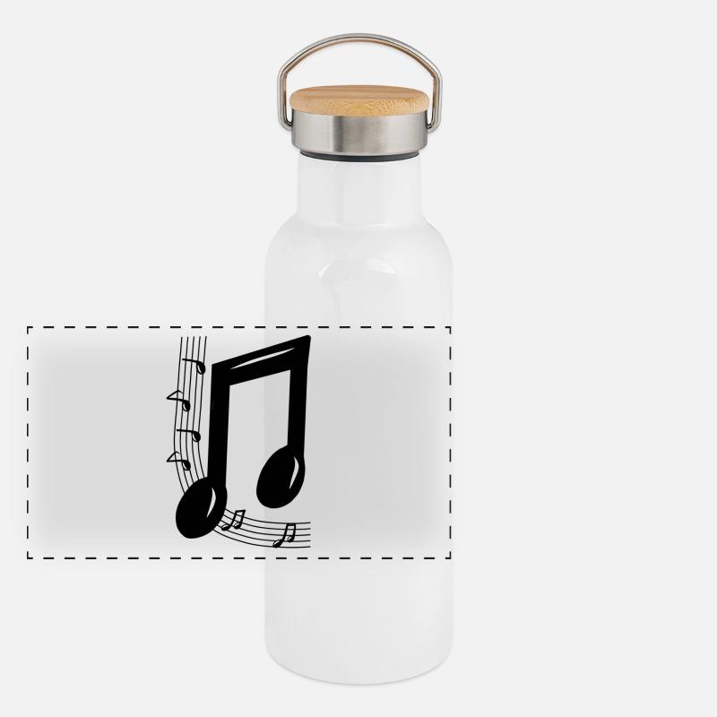 Musiknote Panorama Thermosflasche mit Bambusdeckel