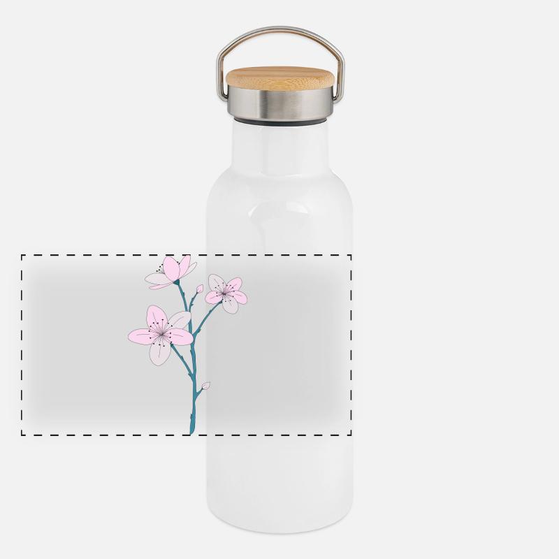 Fleur de cerisier Gourde isotherme avec bouchon en bambou