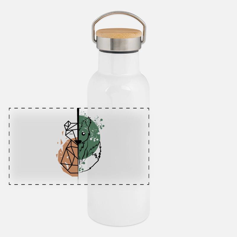 Fox origami vs drawing Panoramic Thermal Bottle with Bamboo Lid