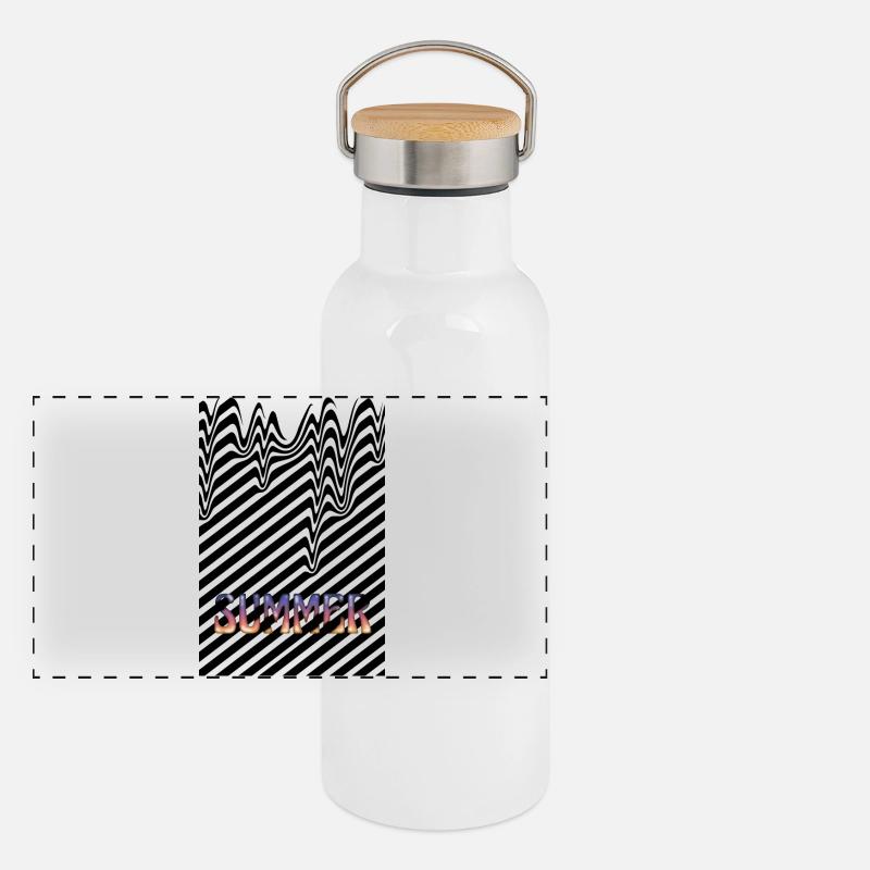 Summer heat black stripes Panoramic Thermal Bottle with Bamboo Lid