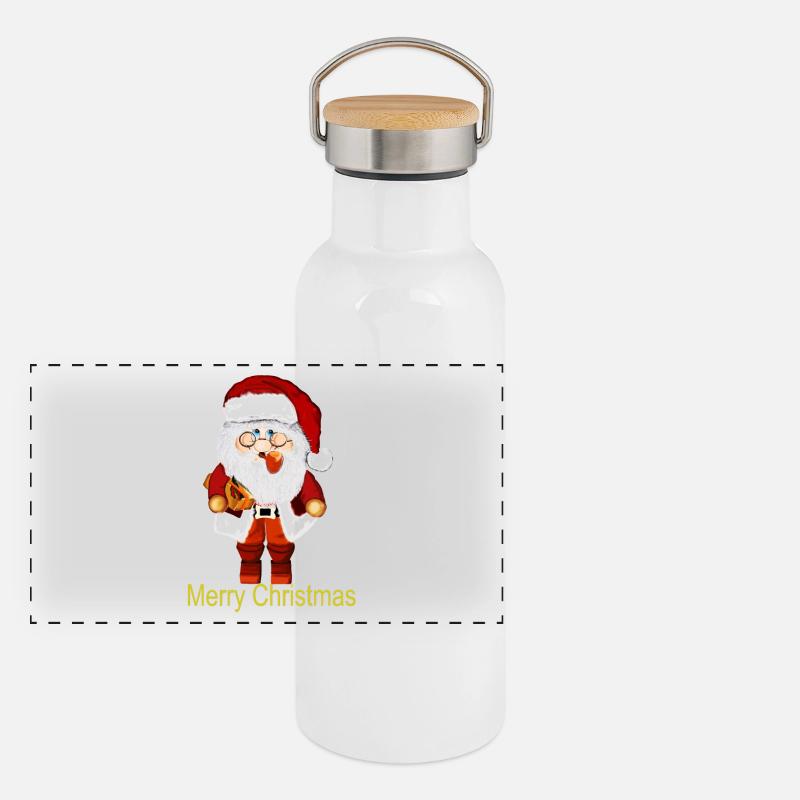 Santa Claus with gift package Panoramic Thermal Bottle with Bamboo Lid