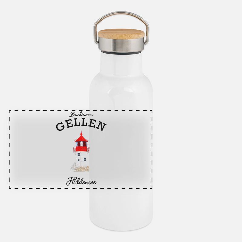 Hiddensee, Lighthouse Gellen, Poster Panoramic Thermal Bottle with Bamboo Lid