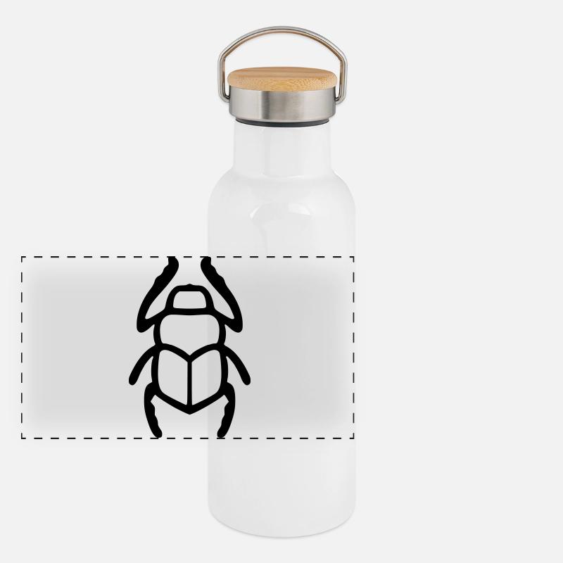 Scarab hieroglyph Panoramic Thermal Bottle with Bamboo Lid