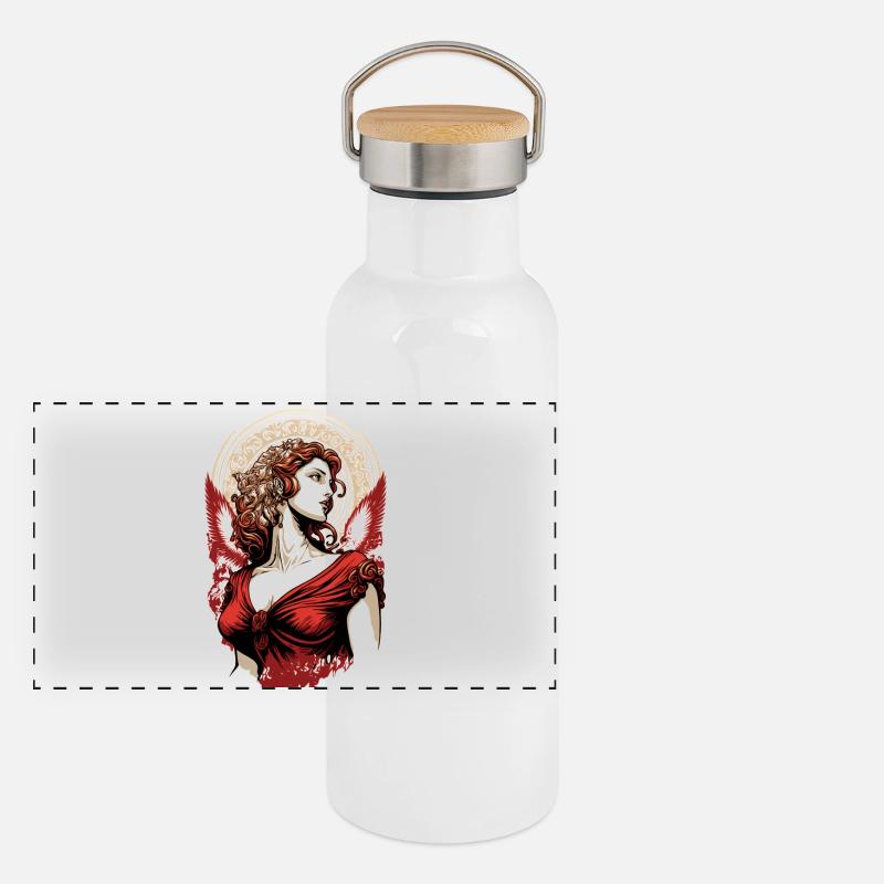 Déesse ailée rouge Aphrodite Gourde isotherme avec bouchon en bambou