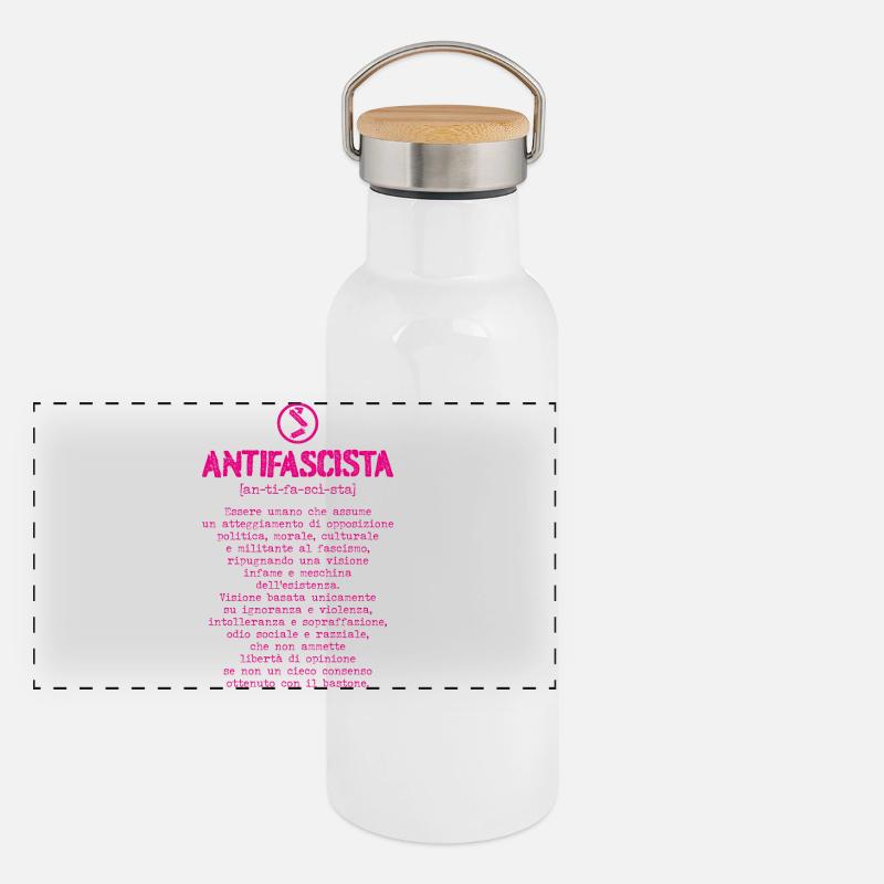 Anti-Fascist Definition Panoramic Thermal Bottle with Bamboo Lid