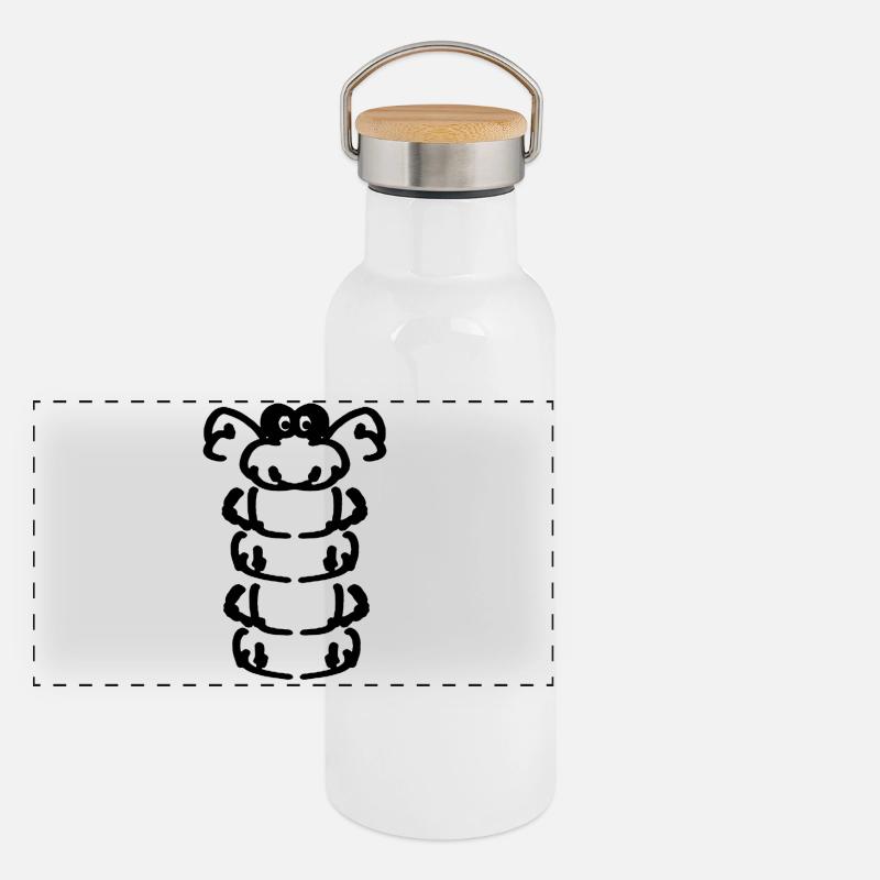 une petite chenille Gourde isotherme avec bouchon en bambou