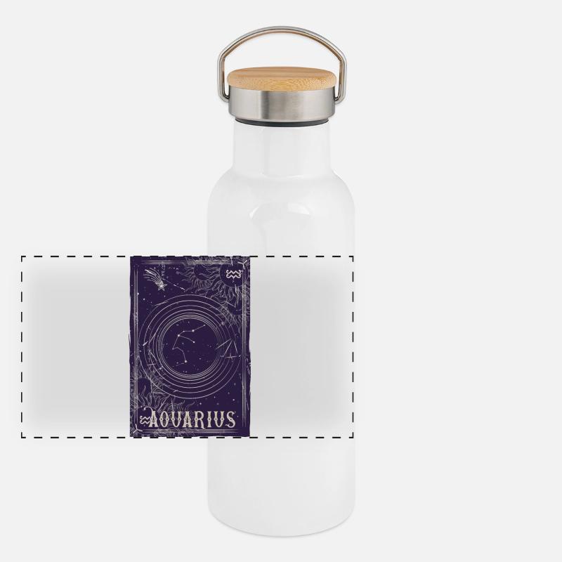 Wassermann Sternbild Ring Nachthimmel Panorama Thermosflasche mit Bambusdeckel