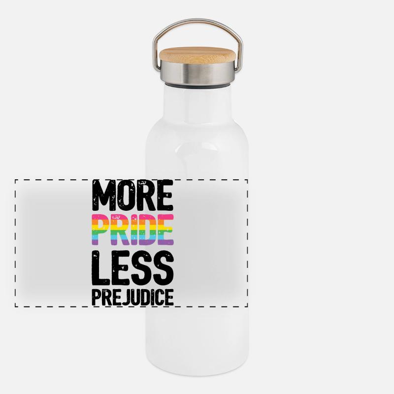 LGBT Pride Month - More Pride. Less Prejudice. Panoramic Thermal Bottle with Bamboo Lid
