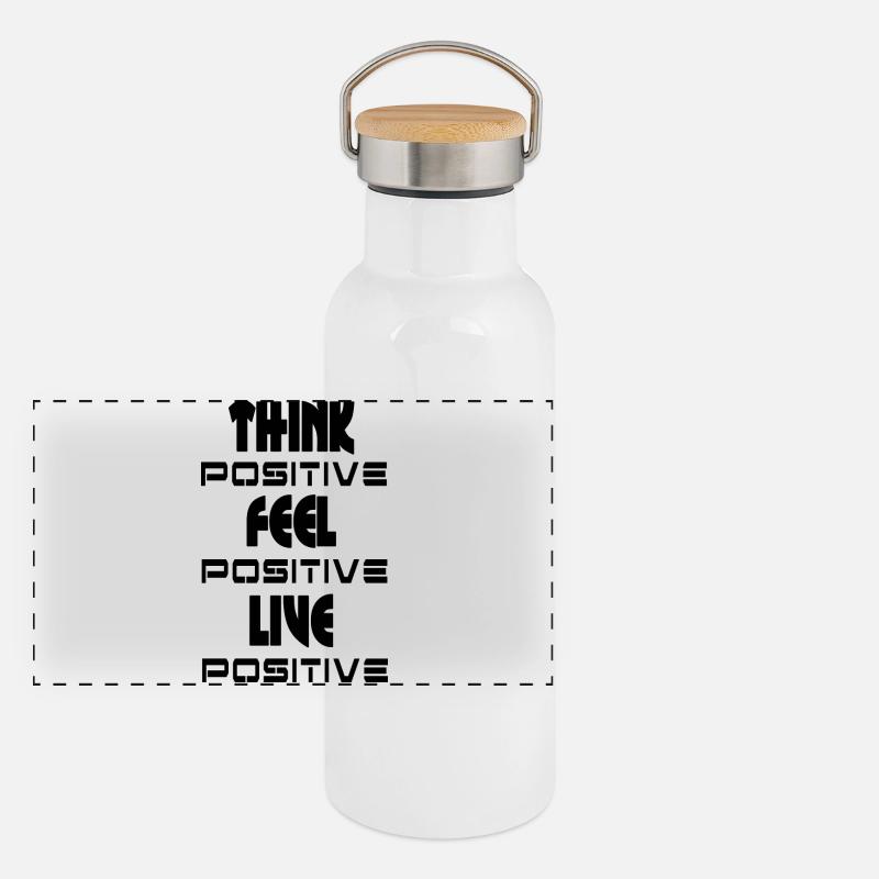 think feel live positive v1 Gourde isotherme avec bouchon en bambou