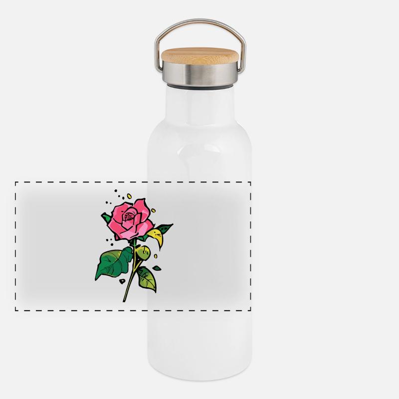 A Pretty Rose Panoramic Thermal Bottle with Bamboo Lid