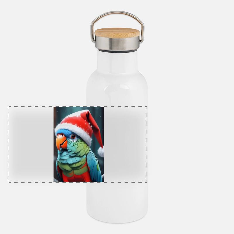 Perroquet de Noël Gourde isotherme avec bouchon en bambou