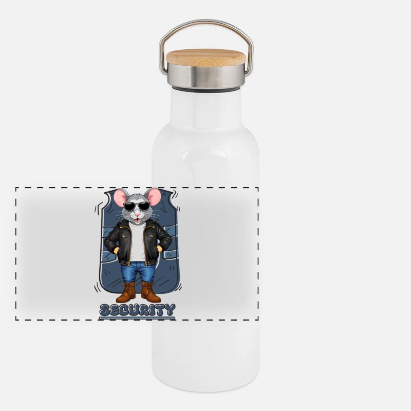 Souris de sécurité Gourde isotherme avec bouchon en bambou