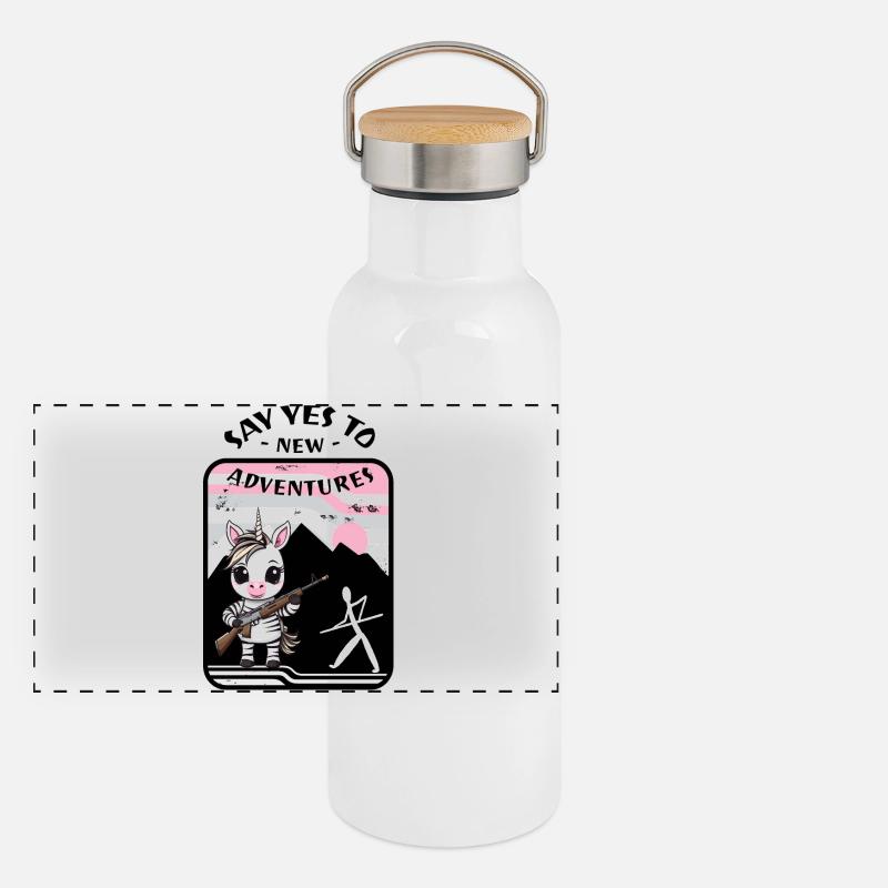 Licorne zèbre Gourde isotherme avec bouchon en bambou