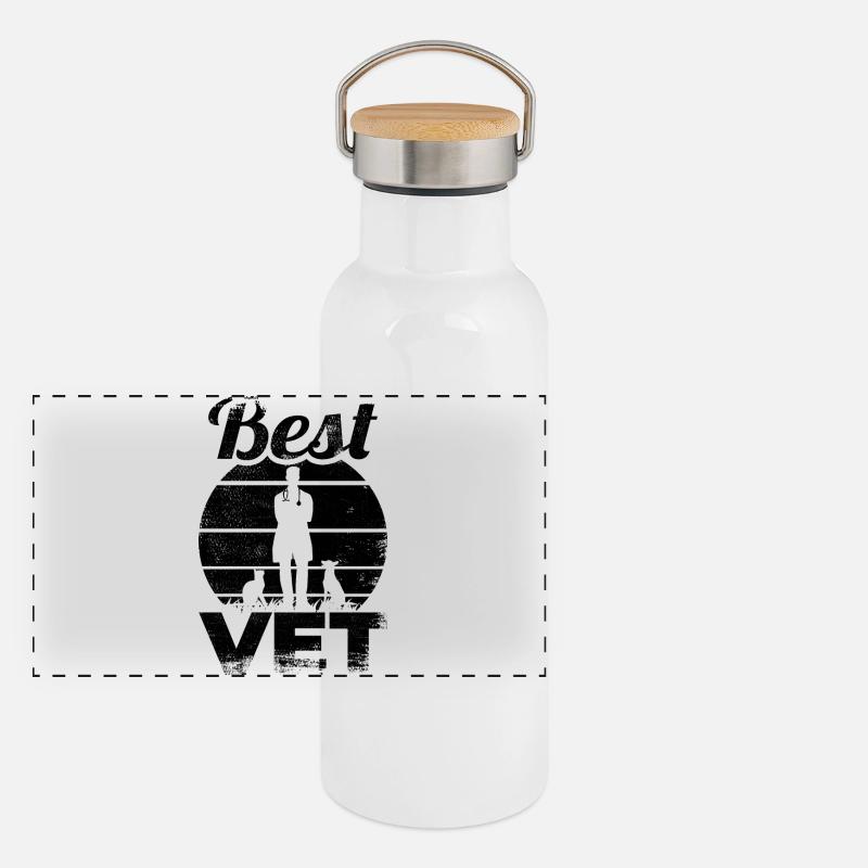 Bester Tiermediziner Panorama Thermosflasche mit Bambusdeckel