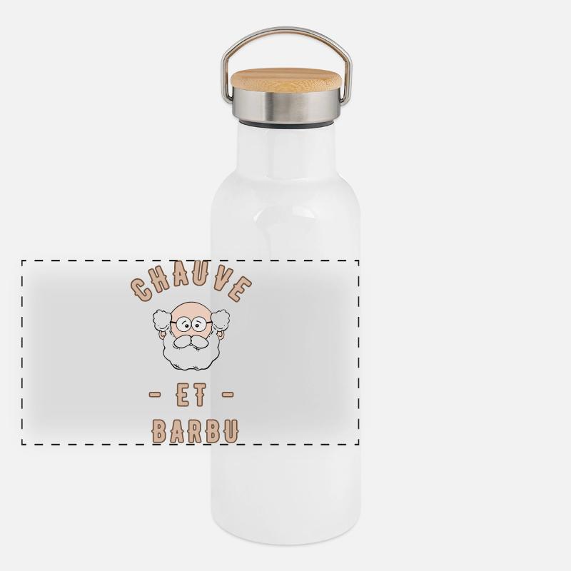 Glatze und bärtig Panorama Thermosflasche mit Bambusdeckel