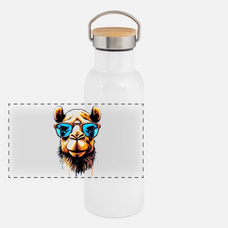 Camel avec lunettes de soleil Gourde isotherme avec bouchon en bambou