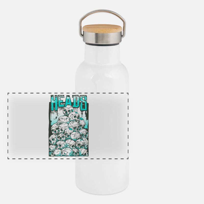 Schädel - Panorama Thermosflasche mit Bambusdeckel - Weiß