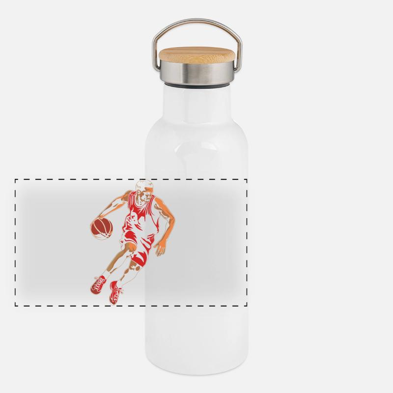 Basketball Player Graphics Panoramic Thermal Bottle with Bamboo Lid