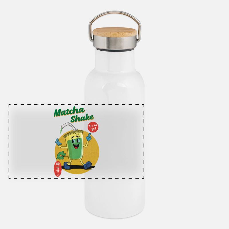 Matcha Shake - Try it! Panorama Thermosflasche mit Bambusdeckel