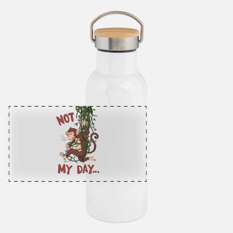Not My Day Monkey Panorama Thermosflasche mit Bambusdeckel