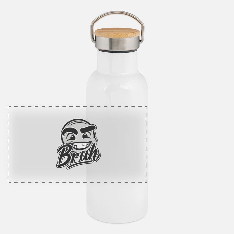 Bruh Face Panorama Thermosflasche mit Bambusdeckel