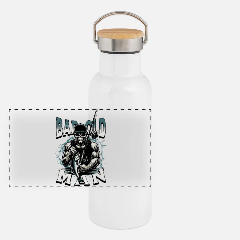 BAD OLD MAN Pêcheur Gourde isotherme avec bouchon en bambou