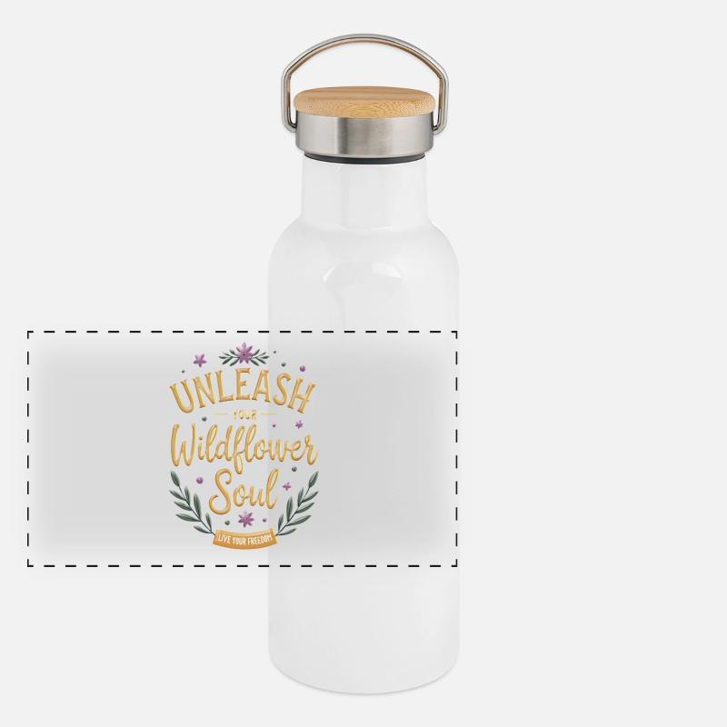 Entfessle deine Wildblumenseele! Panorama Thermosflasche mit Bambusdeckel