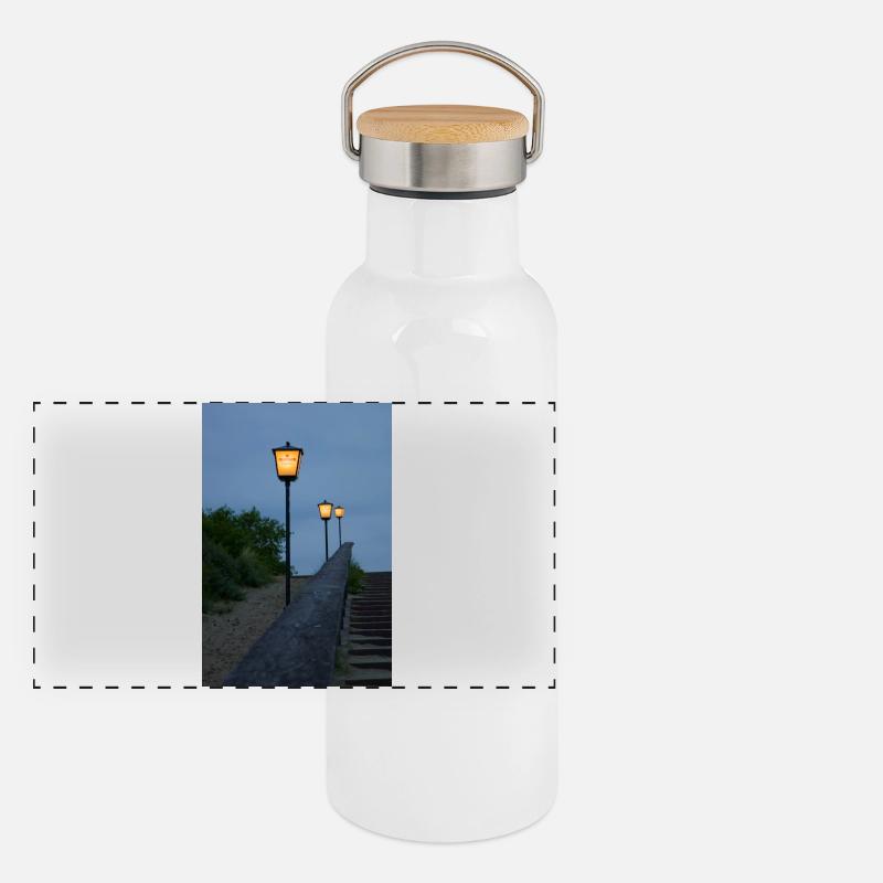 Laternen Panorama Thermosflasche mit Bambusdeckel