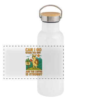 Aventure de lamas au café Wi-Fi - Gourde isotherme avec bouchon en bambou - blanc - Devant