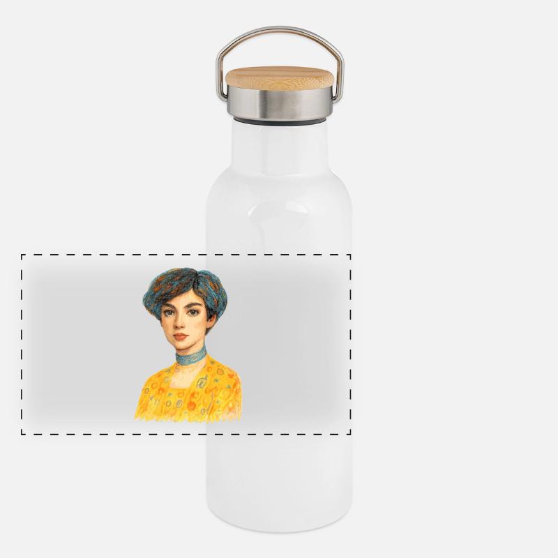 Élégance dorée Gourde isotherme avec bouchon en bambou