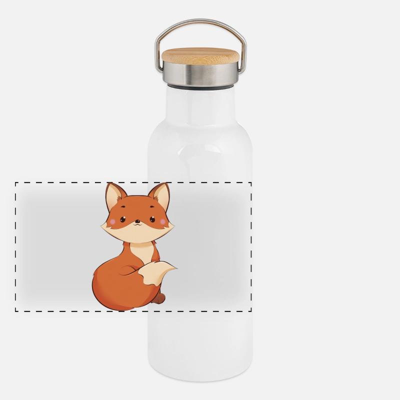 Fox - Panoramic Thermal Bottle with Bamboo Lid - white