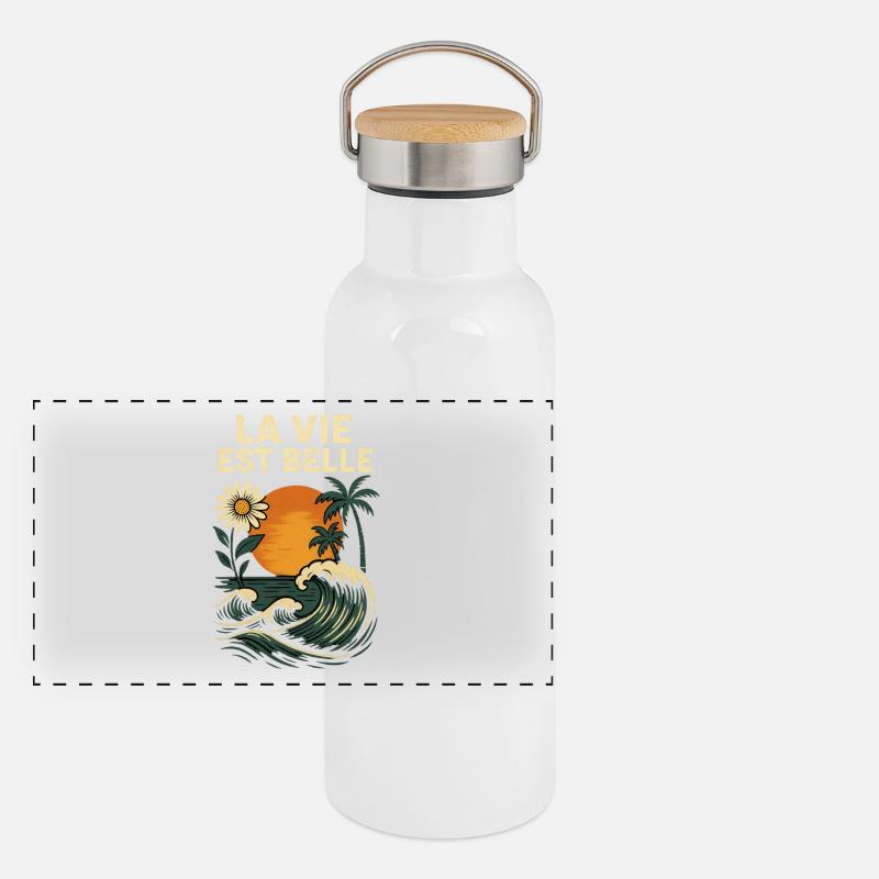 Sous le Soleil Gourde isotherme avec bouchon en bambou