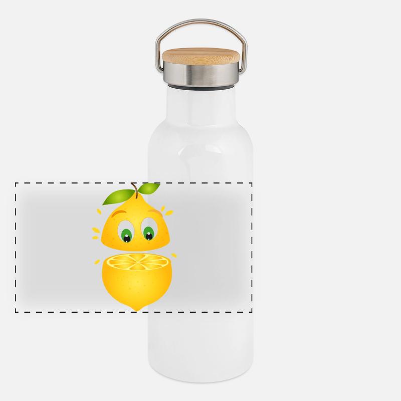 Citron Surpris – Bande dessinée Fruitée Fun Gourde isotherme avec bouchon en bambou