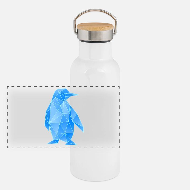 Diamant Pinguin Geometrisches Design Panorama Thermosflasche mit Bambusdeckel