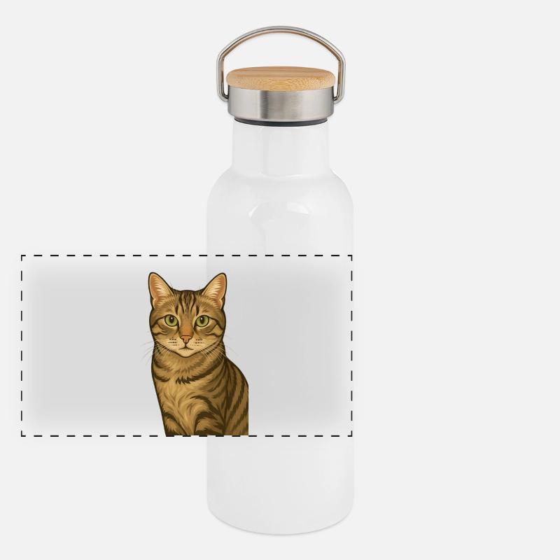 Stolze Tigerkatze Panorama Thermosflasche mit Bambusdeckel