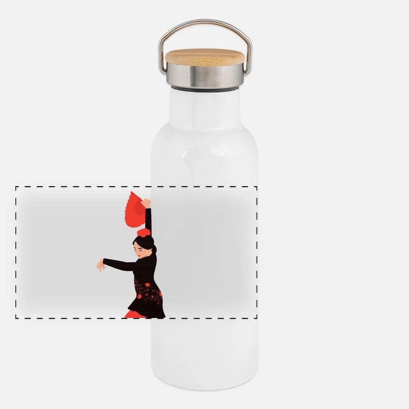 Flamand Gourde isotherme avec bouchon en bambou