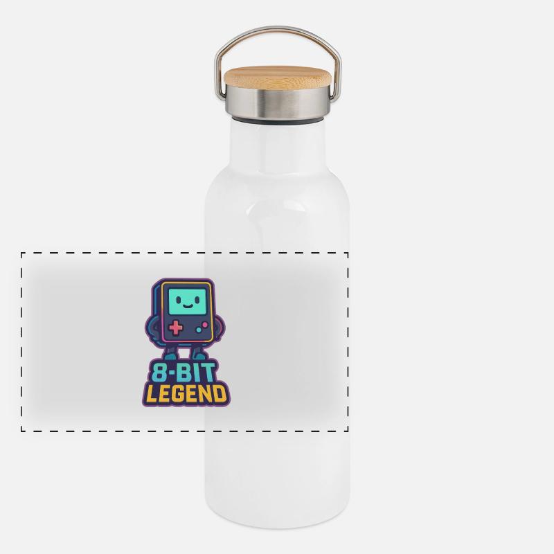 Personnage de jeu rétro Legend 8 bits Gourde isotherme avec bouchon en bambou