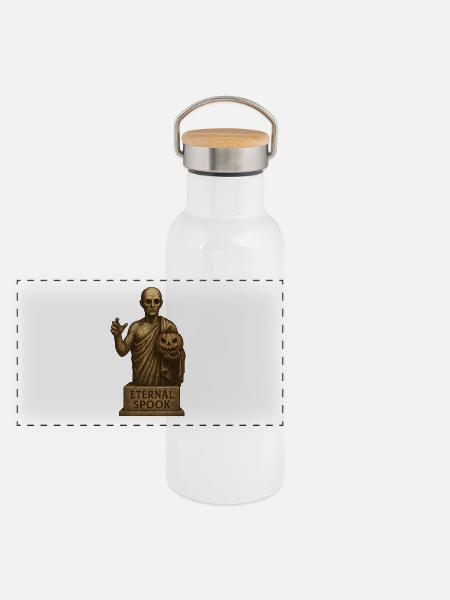 Ewiges Spuk Halloween Dekor - Panorama Thermosflasche mit Bambusdeckel - Weiß