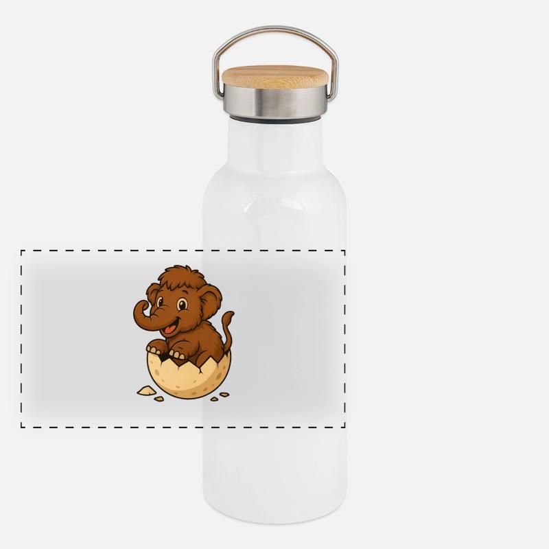 Cute baby mammoth on eggshell Panoramic Thermal Bottle with Bamboo Lid