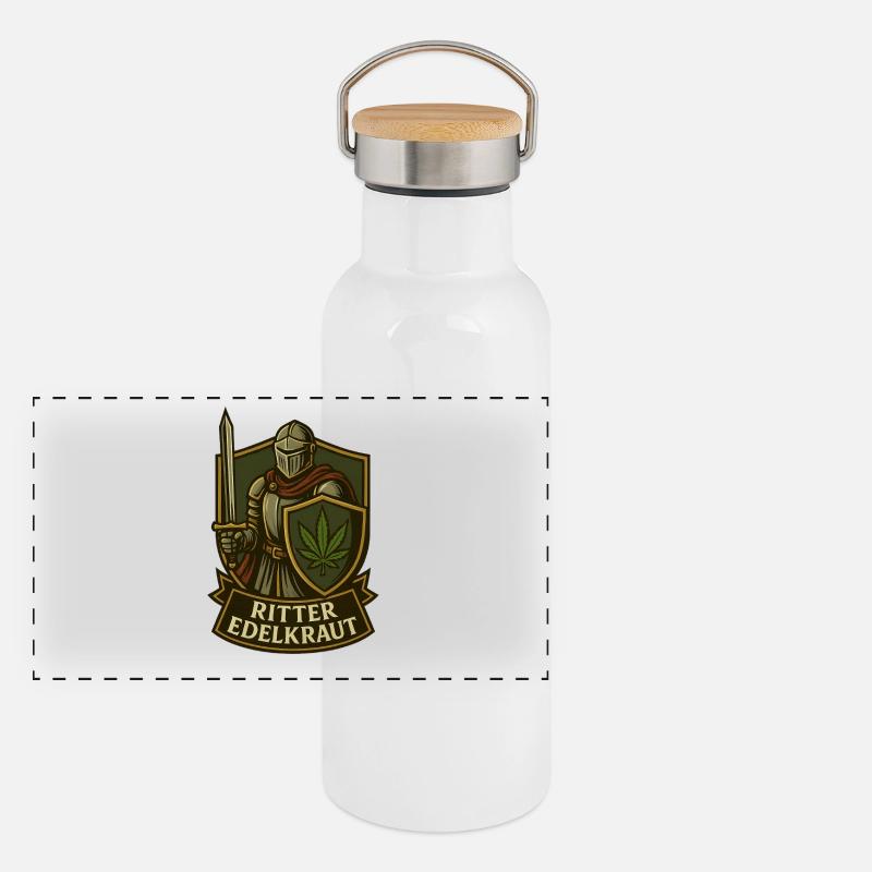 Ritter mit Hanf Emblem Panorama Thermosflasche mit Bambusdeckel