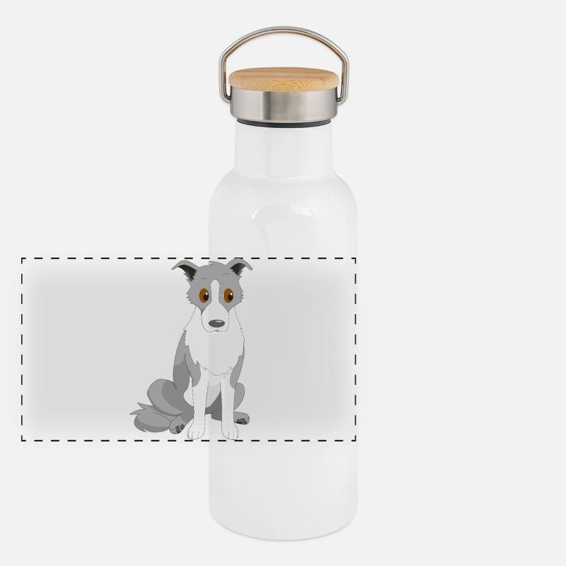 Border Collie Side Eye Panoramic Thermal Bottle with Bamboo Lid