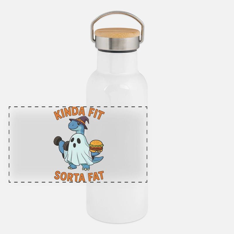 Kinda Fit Sorta Fat Funny Gym Cute Hippo Retro Panoramic Thermal Bottle with Bamboo Lid