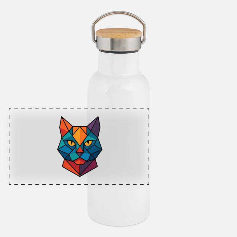 Cat | Cat Head Print / Print / Design Panoramic Thermal Bottle with Bamboo Lid