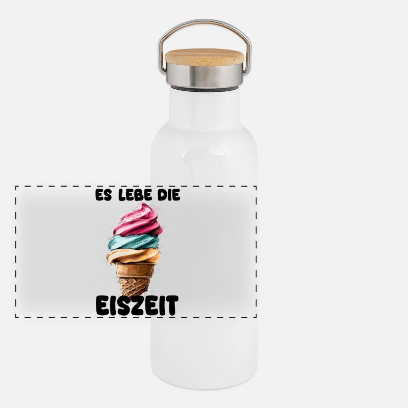 Es lebe die Eiszeit - Eissorte Panorama Thermosflasche mit Bambusdeckel