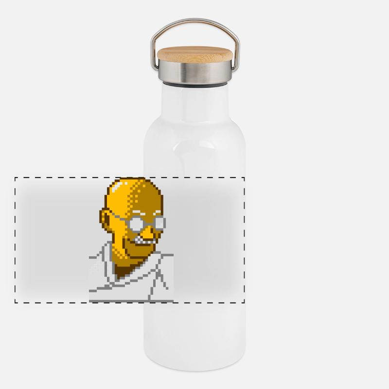 Gandhi pixel 8 bits Gourde isotherme avec bouchon en bambou