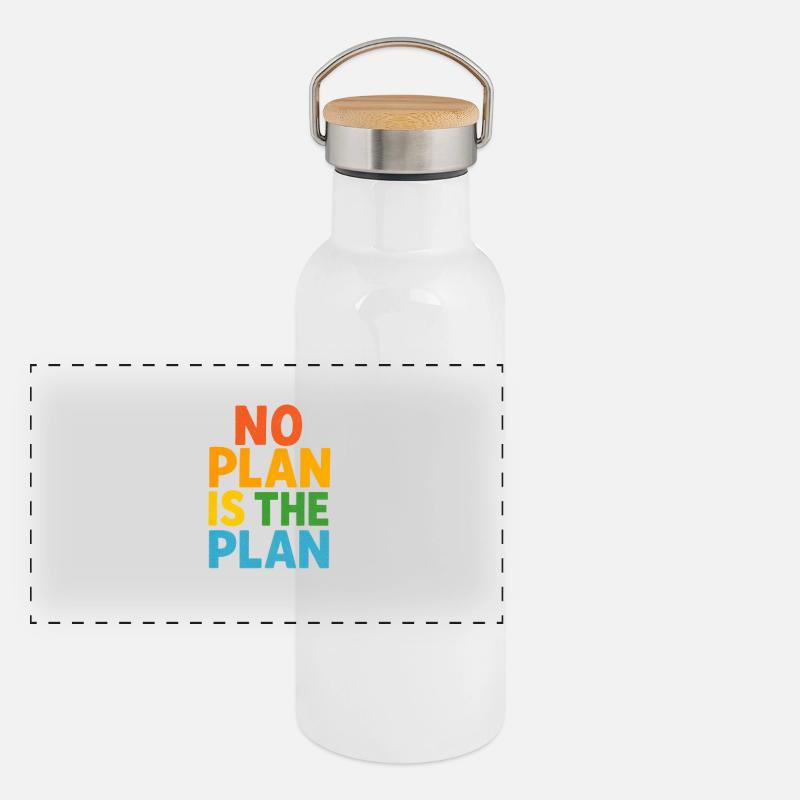 No Plan Is The Plan Panorama Thermosflasche mit Bambusdeckel