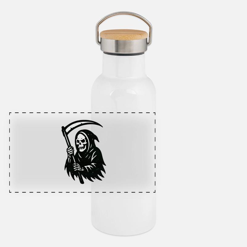 Sensenmann Silhouette Druck Panorama Thermosflasche mit Bambusdeckel