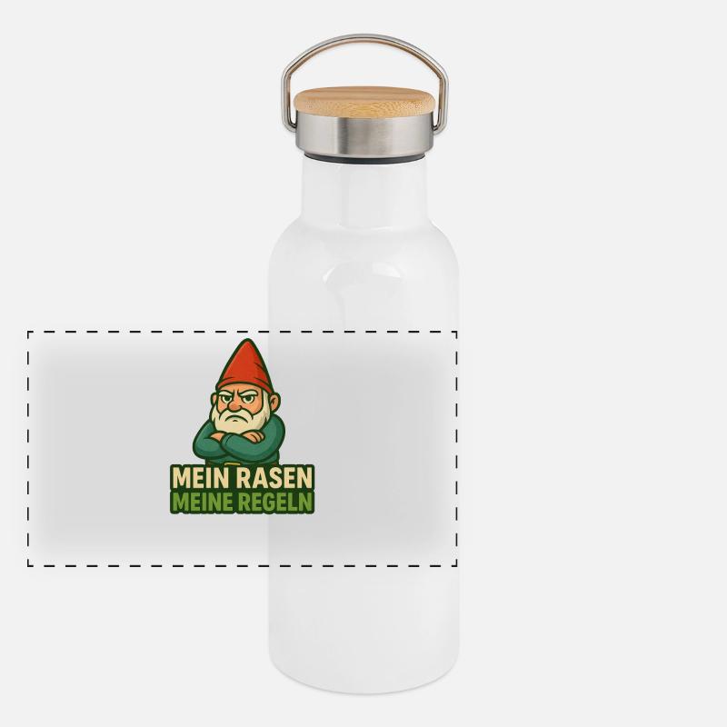GartenGnome Saying: My Lawn My Rules Panoramic Thermal Bottle with Bamboo Lid