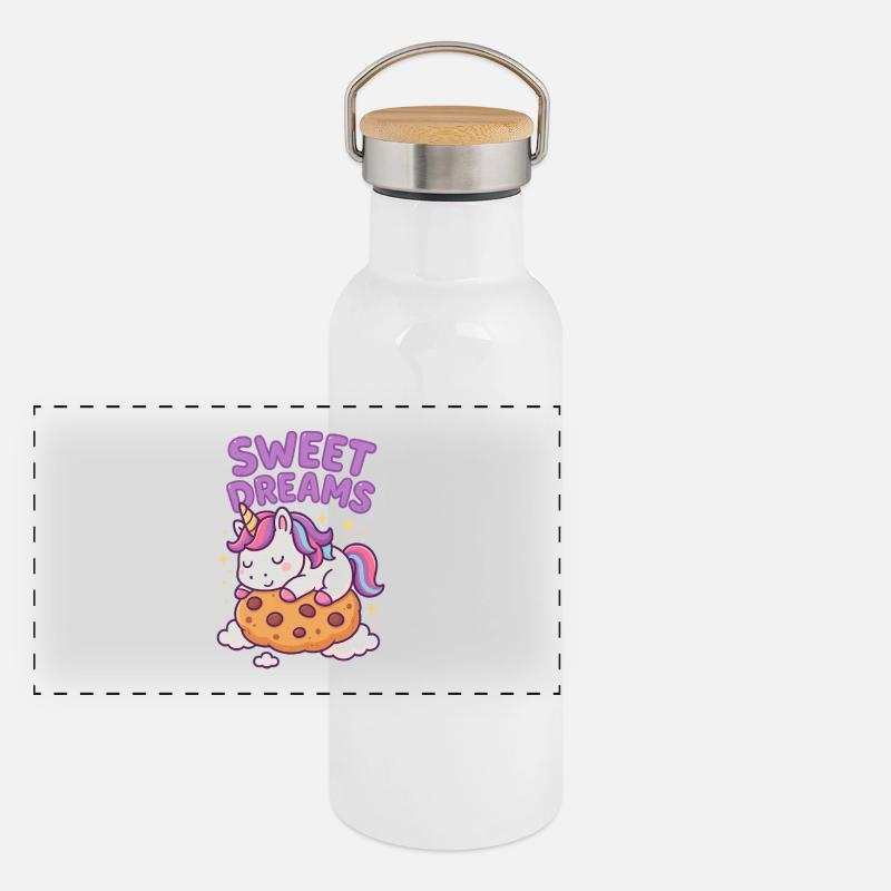 Sweet Dreams Cookie Unicorn Panorama Thermosflasche mit Bambusdeckel